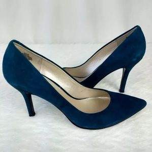 Nine West Shoes 6.5 Suede 3.5 inch heel Blue Green
